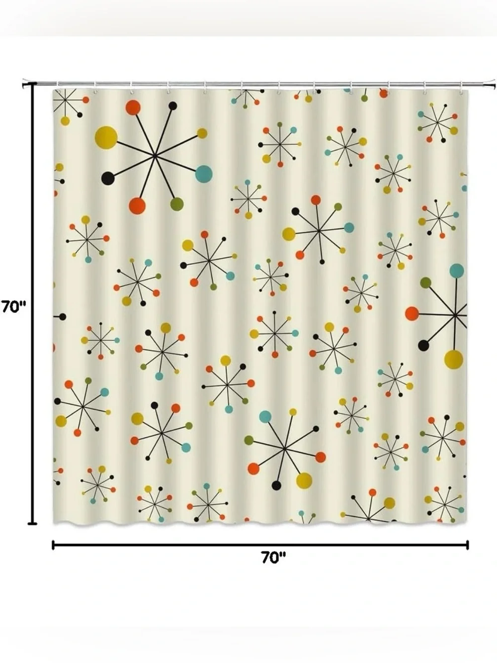 NEW Mid Century Modern Geometric Abstract Shower Curtain - 70”x70” - Polyester